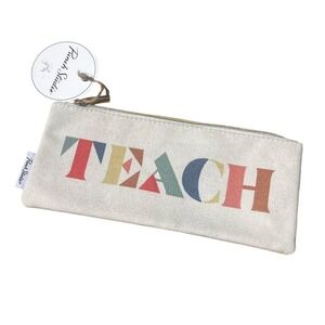 Pinch Studios Colorful 'TEACH" Canvas Pouch w/ print fun design  (Teacher Gift)